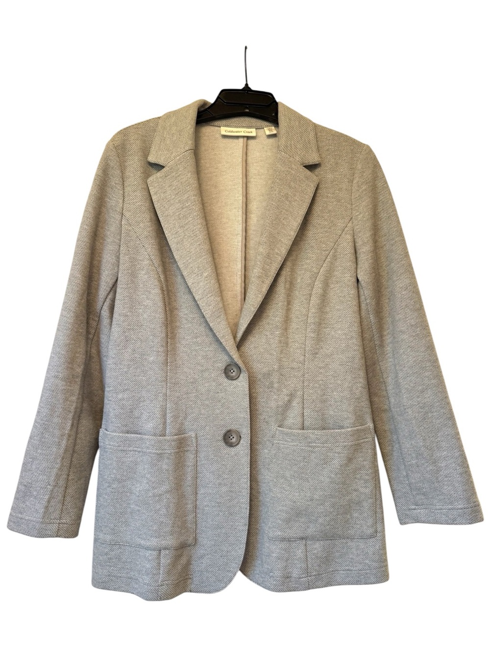 Coldwater Creek Original/Vintage Heathered Gray Two-Button Sweater Blazer Jacket
